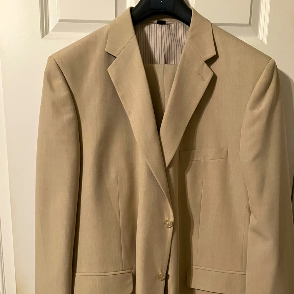 Saddlebred tan 2 button suit big tall 54L 44W pants